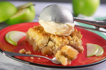 Canvas Print - Apple crumble with vanille ice cream