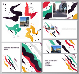 Poster - Vector layouts of modern social network mockups for cover design, website design, website backgrounds or advertising mockups, creative agency, corporate, business, portfolio, pitch deck, startup.