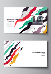 Poster - Vector layout of two creative business cards design templates, horizontal template vector design for creative agency, corporate, business, portfolio, pitch deck, startup.