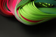 Green, pink and black color strip wave paper. Abstract texture background.