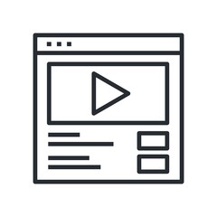 Aufkleber - Web page with the video. Video marketing concept icon.