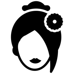 Canvas Print - Female hair style solid icon design 