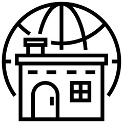 Sticker - Global real estate line icon vector 