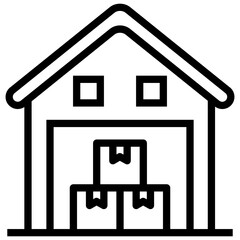 Poster - Warehouse building line icon design 