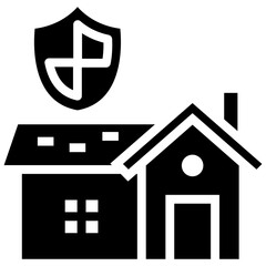 Canvas Print - Home security icon in glyph design.