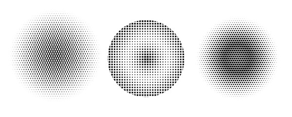 Poster - Set of halftone circle. Vector vintage gradient dots background. Abstract texture with black particles.