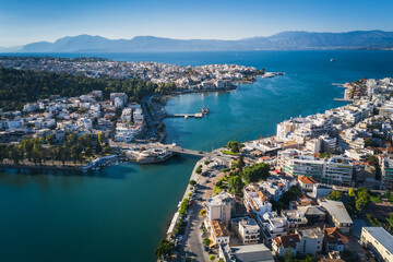 Canvas Print - Chalkida, Evia aerial view, Greece