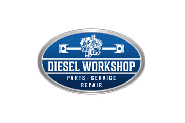 Diesel engine logo vector. workshop automotive transportation engine piston element.