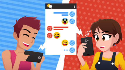 friends couple chatting vector illustration