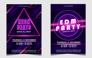 Night dance party music layout design template background with dynamic gradient style. Colorful electro style vector for concert disco, club party, event flyer invitation, cover festival poster