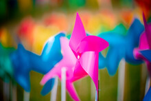 Colorful Pinwheel On Blur Background