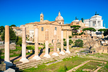 Ruins of the Roman Forum in Rome, Italy