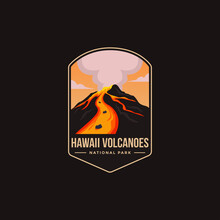 Emblem Patch Logo Illustration Of Hawaii Volcanoes National Park On Dark Background