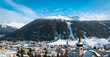 Panoramic view of famous Alpine ski resort DAVOS, SWITZERLAND.