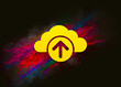 Cloud upload icon colorful paint abstract background brush strokes illustration design