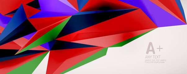 Vector triangle geometric backgrounds. Low poly 3d shape on light backdrop. Vector illustration for covers, banners, flyers and posters and other designs