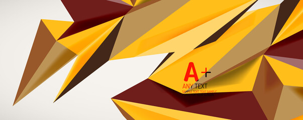 Vector triangle geometric backgrounds. Low poly 3d shape on light backdrop. Vector illustration for covers, banners, flyers and posters and other designs