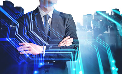 Poster - Confident man in smart city
