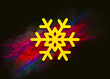 Snowflake icon colorful paint abstract background brush strokes illustration design