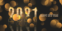 Happy New Year Banner With Metallic Gold Design