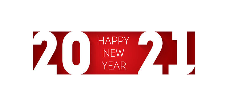 Happy new year 2021, horizontal banner. Brochure or calendar cover design template. The art of cutting paper. Cover of business diary for 20 21 with wishes. Vector.
