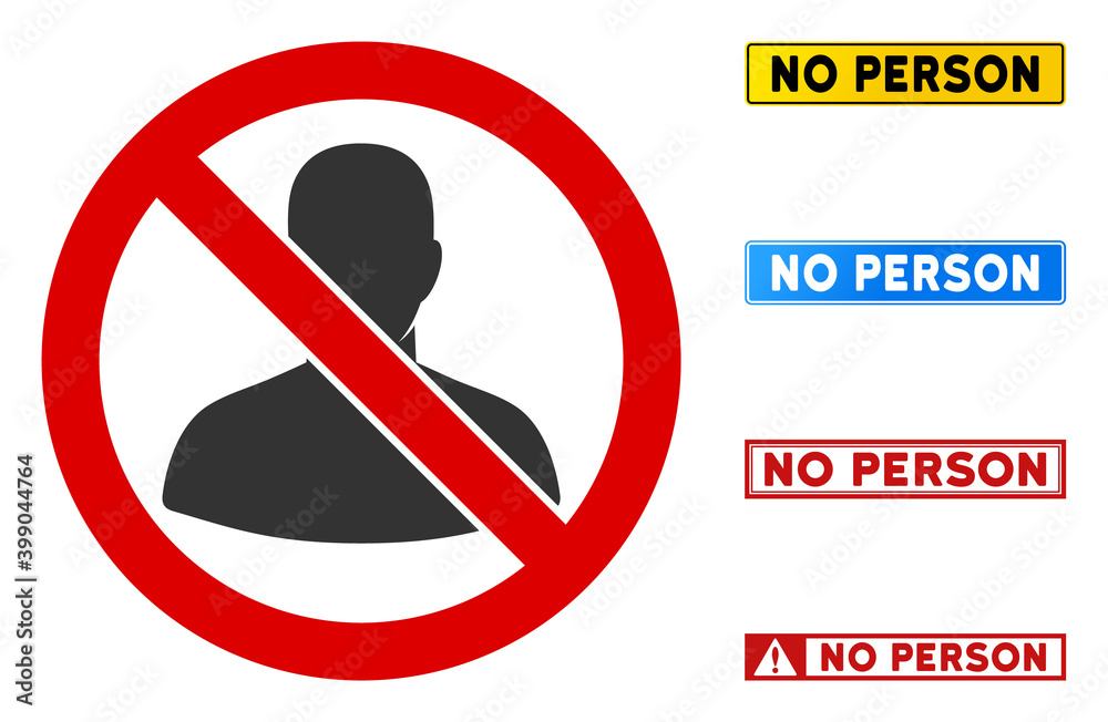 Person Nothing Sign No Person sign with words in rectangle frames. Illustration style is a ...
