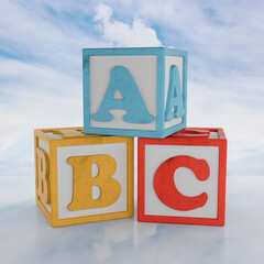 Poster - ABC Blocks on Cloud Background. 3D Rendering