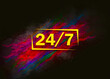 24/7 icon colorful paint abstract background brush strokes illustration design