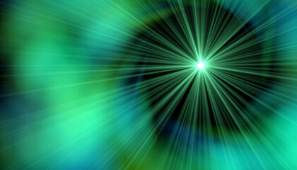 Wall Mural - abstract green sun burst and fog foreground.green lights shining with lens flare