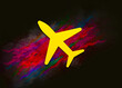 Plane icon colorful paint abstract background brush strokes illustration design