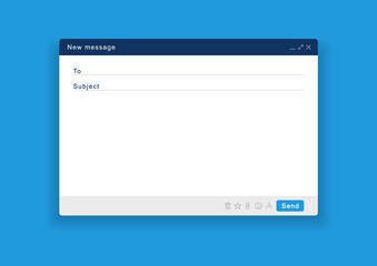 Fototapete - Blank email window. Mail page interface. Template email screen with mail message. Webpage for internet message. Vector illustration.