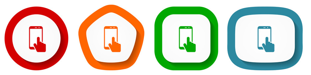 Poster - Smartphone, mobile phone vector icon set, flat design buttons on white background