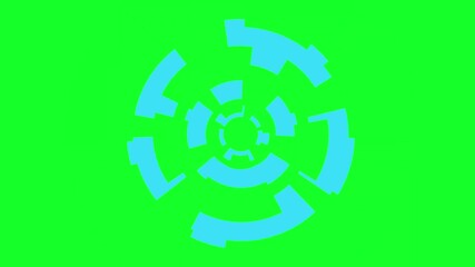 Poster - Rotating blue abstraction in the shape of a circle. High tech. Green background. Footage.