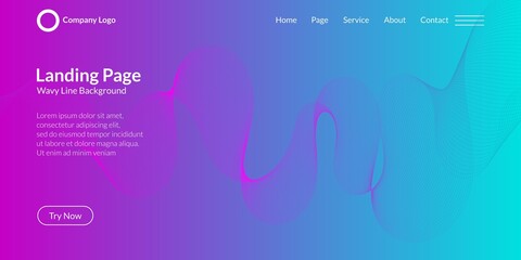 Abstract wave curve line background in purple and blue gradient. It is suitable for landing pages, websites, banners, posters, events, etc. Vector illustration	