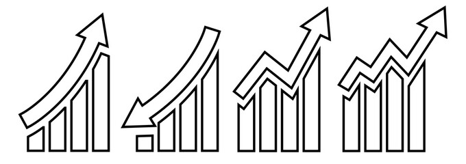 Poster - Vector growing graph icon set. Progress bar symbol. Bar diagram. Growth success arrow icon. Growths chart collection – stock vector EPS 10