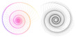 Abstract spiral rainbow design element on white background of twist lines