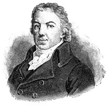 Portrait Of Edward Jenner - An English Physician And Scientist. Illustration Of The 19th Century. Germany. White Background.