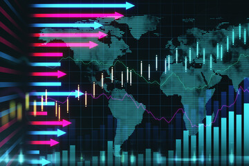 Poster - Digital screen with candlestick chart