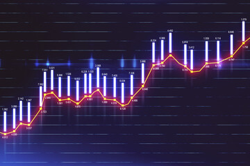 Poster - Digital virtual screen with business charts