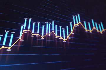 Poster - Business graph and candlestick charts interface.