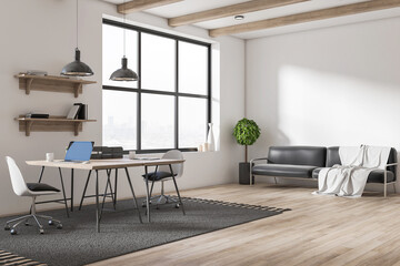 Aufkleber - Bright home office interior with sofa for relaxation