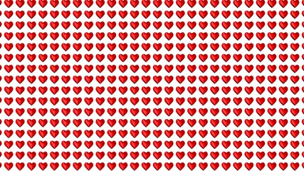 Poster - A pattern of red volumetric hearts on a white background. 3d rendering.
