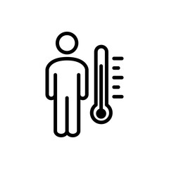 Poster - Control de temperatura. Icono hombre con termómetro con lineas en color negro