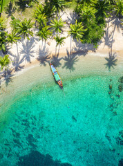 Wall Mural - aerial view tropical beach sai nuan, koh tao, thailand