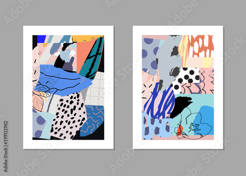 Fotografia Collection of creative universal floral  artistic cards