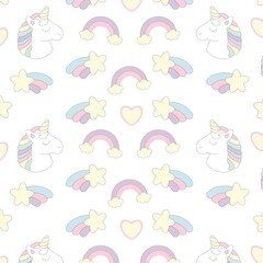 Sticker - pastel rainbow unicorn and star print