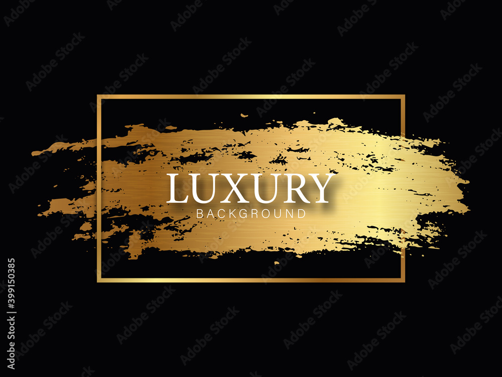 Gold paint brush stroke. Luxury background. Vector banner Stock Vector ...