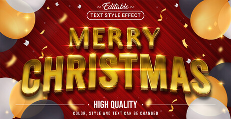 Poster - Merry Christmas with Gold Text Effect Color - Editable text effect.
