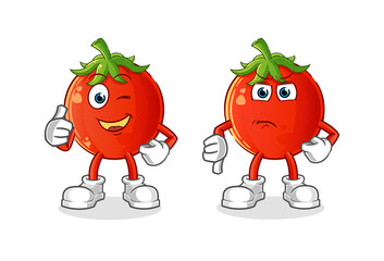 tomato thumbs up and thumbs down cartoon. cartoon mascot vector