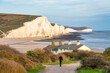 Seven Sisters white cliffs in East Sussex. England